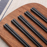 10 Pairs Fiberglass Chopsticks - Reusable Chopsticks Dishwasher Safe, 9 1/2 Inches - Black - Top-Down View