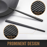 10 Pairs Fiberglass Chopsticks - Reusable Chopsticks Dishwasher Safe, 9 1/2 Inches - Black - 45-Degree Angle