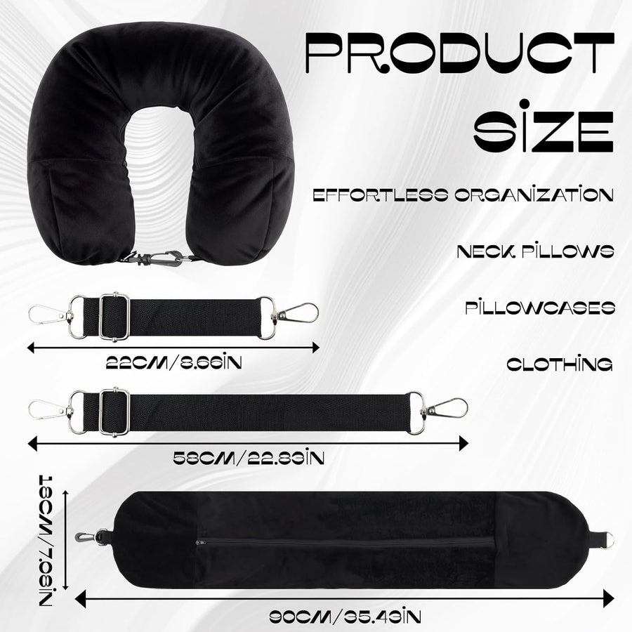 1-Pack Stuffable Travel Pillow for Extra Luggage - Travel Neck Pillow with Adjustable Neck Size - Multifunctional Velvet Neck Pillowcas - Sleeping Rest Cushion Travel Essentials