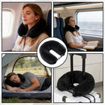 1-Pack Stuffable Travel Pillow for Extra Luggage - Travel Neck Pillow with Adjustable Neck Size - Multifunctional Velvet Neck Pillowcas - Sleeping Rest Cushion Travel Essentials