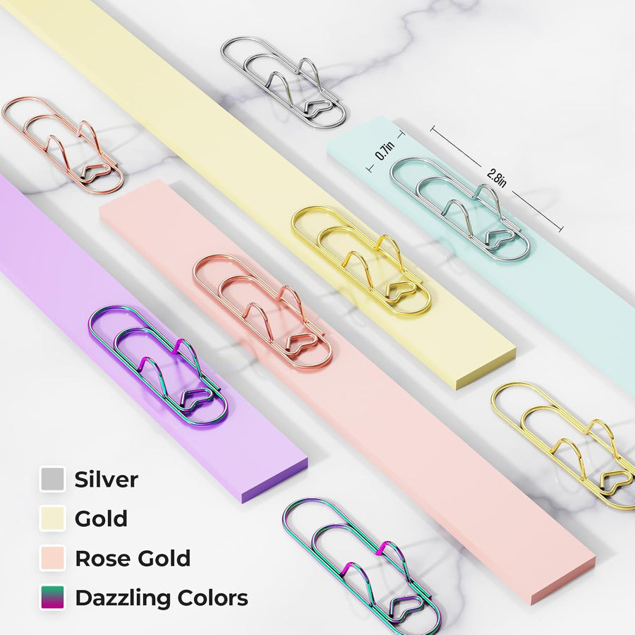 Paperclip Pen Holder, Metal Pen Clips, Heart Shaped+Cross Shaped, 16 Pack