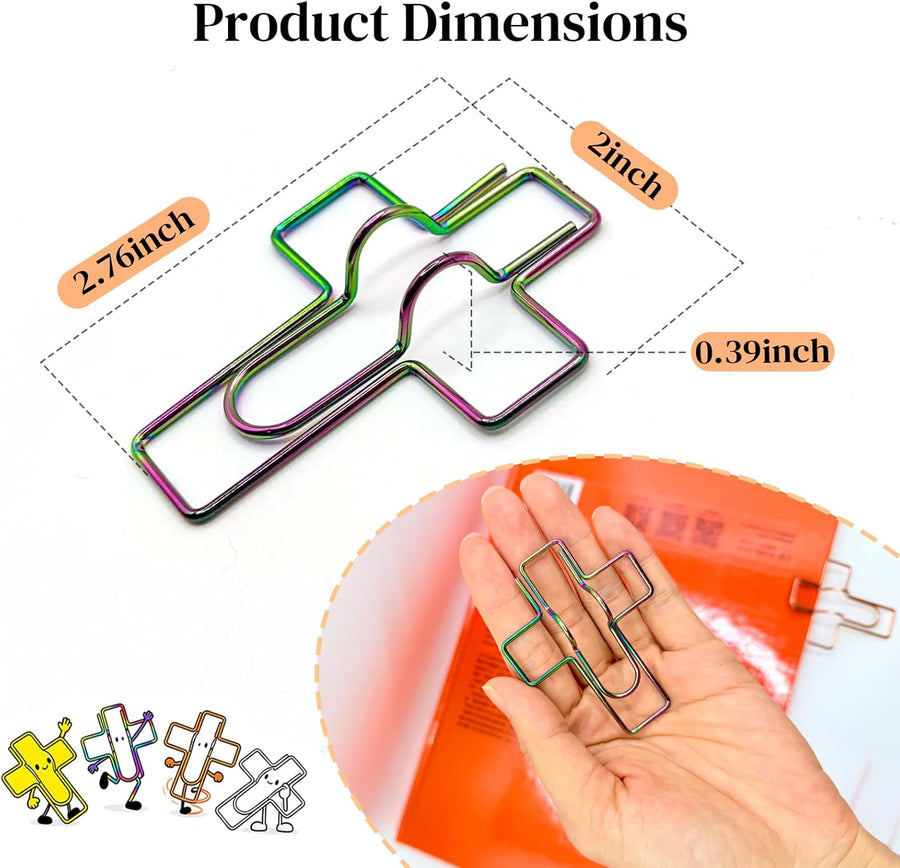 Paperclip Pen Holder, Metal Pen Clips, Heart Shaped+Cross Shaped, 16 Pack