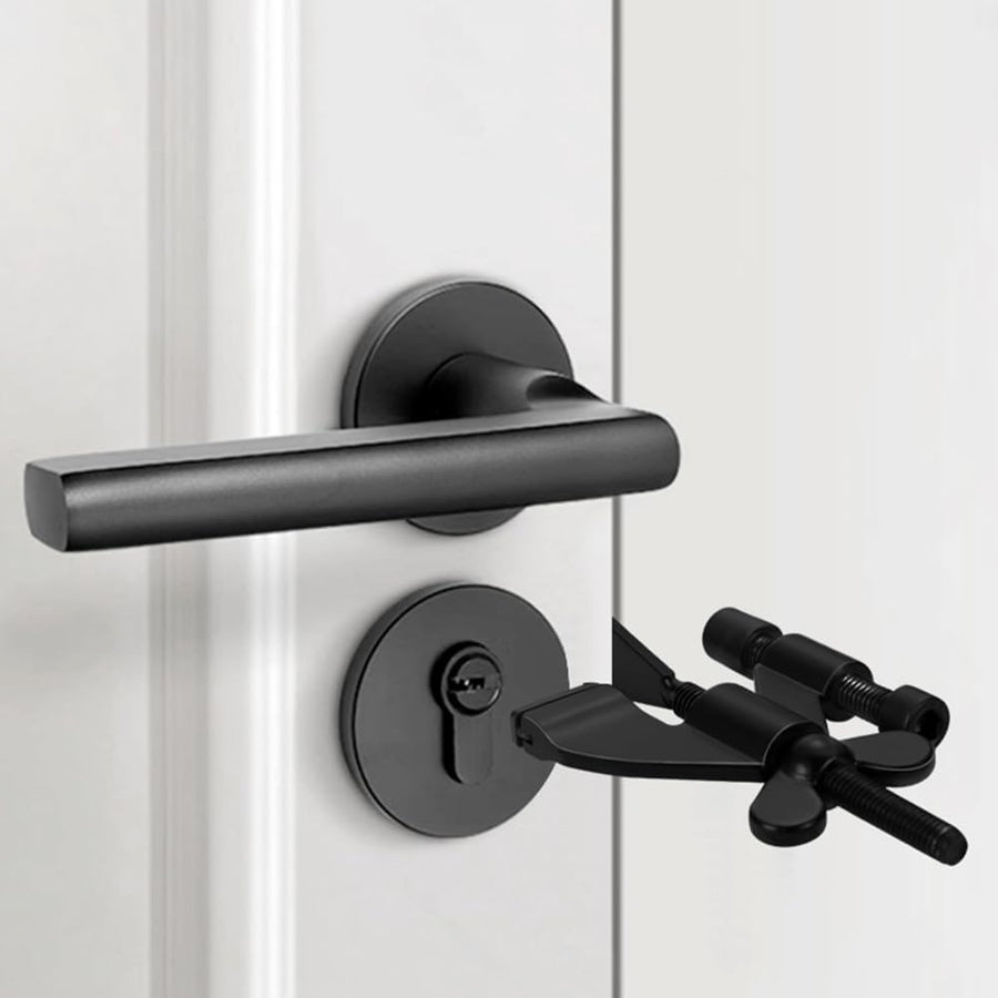 Portable Door Lock - Extra Security for Hotels & Travel - Self-Adhesive No Drilling Required - Black - 1 Piece