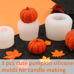 3 Piece Silicone Pumpkin Mould Set 3 Sizes Candle and Chocolate Mould Baking Tray