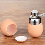 Egg Shell Cutter with Spring Mechanism for Soft and Hard Boiled Eggs Silver 1 Piece