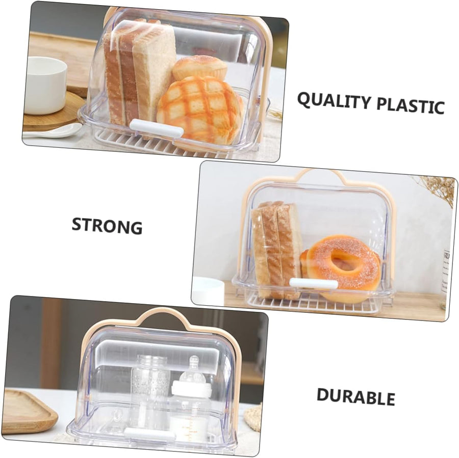 Transparent Food Storage Container with Lid and Drip Tray for Bread Milk Packaging