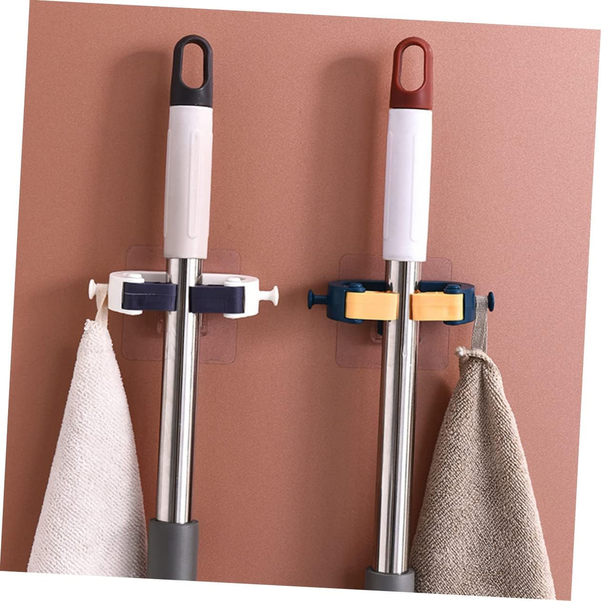Adhesive Wall Hooks Set of 4 No Drill Hanging System for Kitchen and Garage