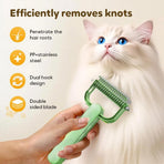 Double-Sided Pet Brush for Dogs & Cats - Green - Undercoat Comb with Non-Slip Handle - Removes Tangles & Loose Hair - 1 Piece