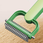 Double-Sided Pet Brush for Dogs & Cats - Green - Undercoat Comb with Non-Slip Handle - Removes Tangles & Loose Hair - 1 Piece