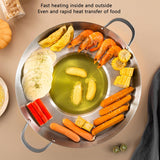 38cm Multifunctional Grill Pan with Double Handles - Silver - Suitable for Induction Gas and Barbecue - Camping Cooking Pan - Front View