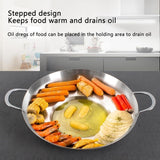 38cm Multifunctional Grill Pan with Double Handles - Silver - Suitable for Induction Gas and Barbecue - Camping Cooking Pan - Side View