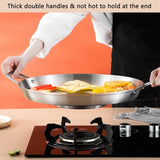 38cm Multifunctional Grill Pan with Double Handles - Silver - Suitable for Induction Gas and Barbecue - Camping Cooking Pan