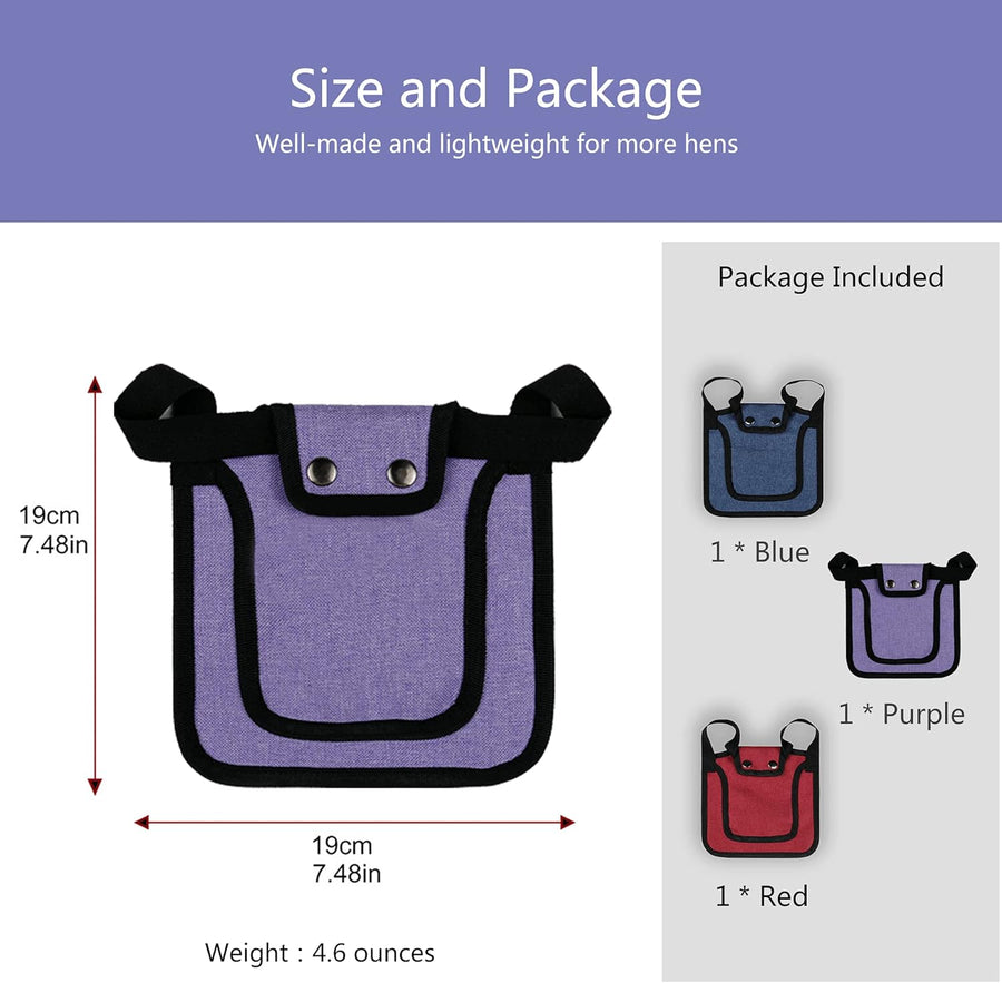 3 Piece Chicken Saddle Set Red/Blue/Purple Elastic Strap Back and Side Protection Poultry Accessories