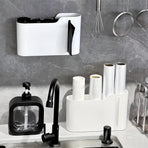 Multifunctional Wall-Mounted Storage Rack Set No Drilling Required Trash Bag Holder Bathroom Dispenser