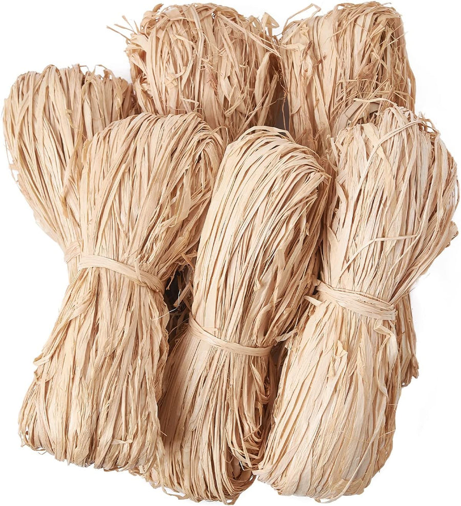 2 Pcs Natural Raffia Fibers 60g Biodegradable Craft Yarn for DIY Baskets Hats & Decorations