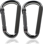 2 Pack Aluminum Black D-Shaped Carabiner 8cm - Camping Outdoor Keychain Clip for Backpack Keys