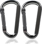 2 Pack Aluminum Black D-Shaped Carabiner 8cm - Camping Outdoor Keychain Clip for Backpack Keys