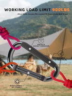 2 Pack Aluminum Black D-Shaped Carabiner 8cm - Camping Outdoor Keychain Clip for Backpack Keys