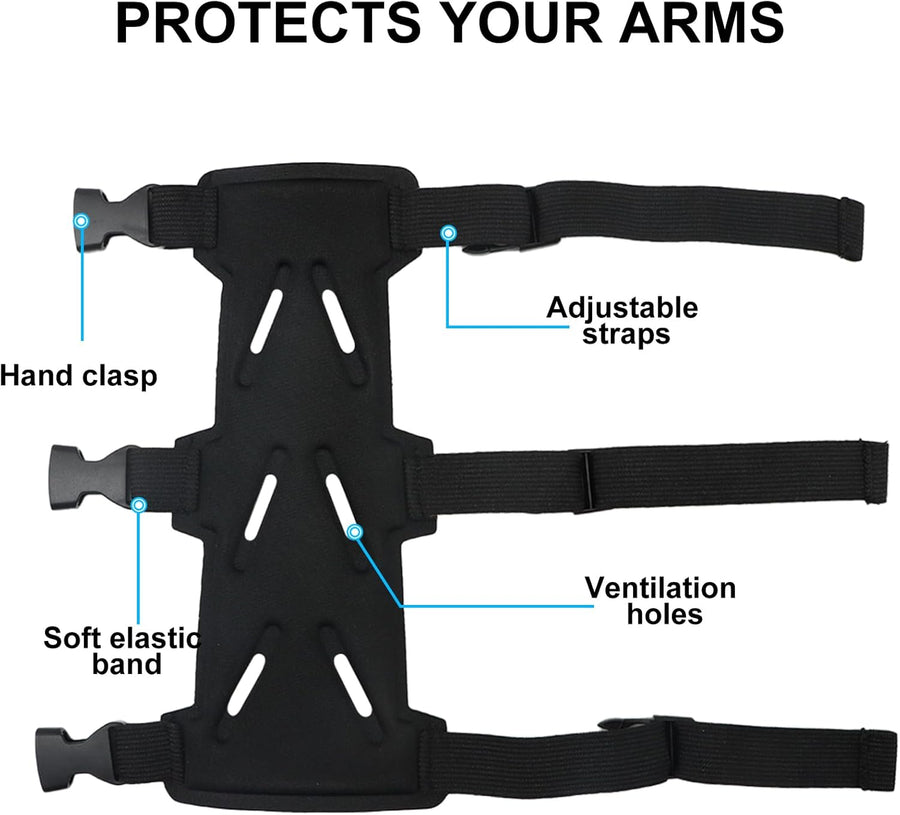 Archery Arm Guards - 1 Piece - Black - Adjustable - Wrist & Forearm Protection - Unisex - Suitable for Teens & Adults