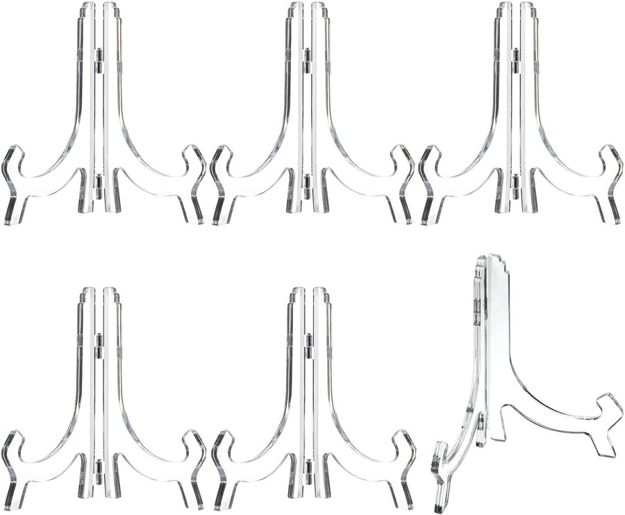 6 Pack Clear Acrylic Display Easels Stand - Perfect for Books Photo Frames Signs - Versatile Desktop Countertop Display Shelf