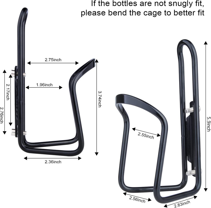 Aluminium Bicycle Water Bottle Cage Universal 70-76mm Mount Lightweight Black with Screws