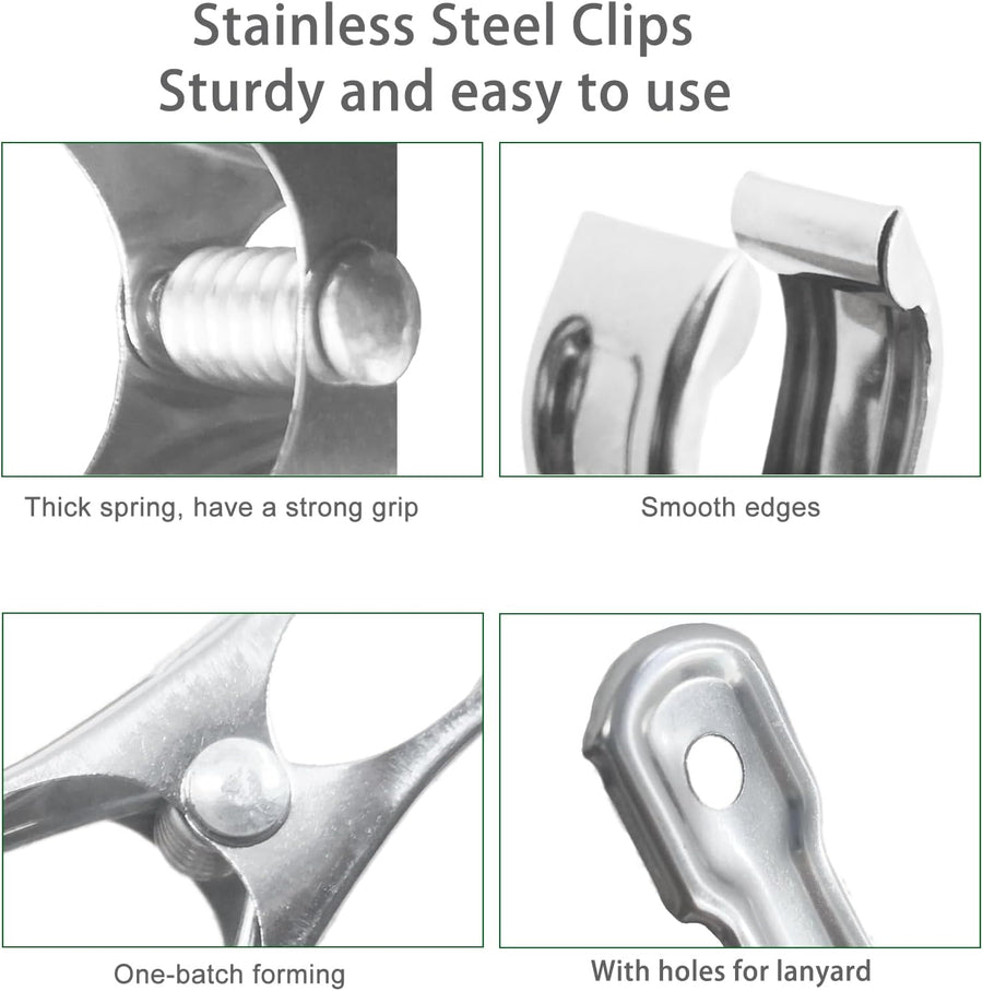 40 Pack Stainless Steel Plant Clips Strong Grip Garden Clamps for Greenhouse Netting Plant Support Greenhouse Accessories