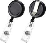 2 Pack Black Retractable ID Badge Holders with Belt Clip for Teachers Students Office Staff