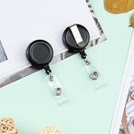 2 Pack Black Retractable ID Badge Holders with Belt Clip for Teachers Students Office Staff