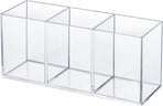 Transparent Pen Holder Desk Organizer - Pencil Marker Paperclip Storage Container - Plastic Stationery Organiser for Office Bedroom Bathroom