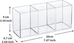 Transparent Pen Holder Desk Organizer - Pencil Marker Paperclip Storage Container - Plastic Stationery Organiser for Office Bedroom Bathroom
