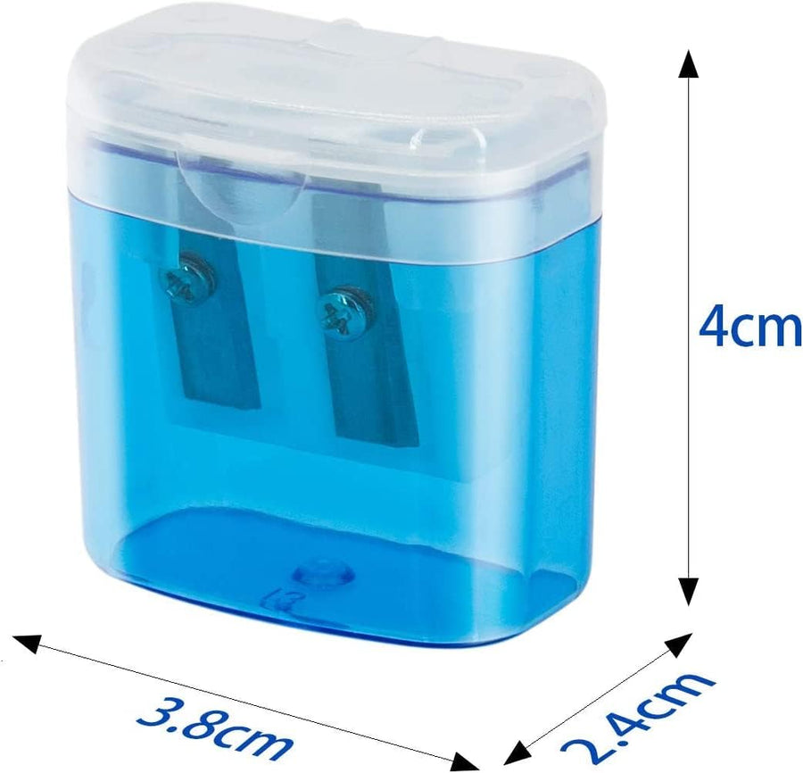 24 Pack Kids Pencil Sharpeners Small Handheld Dual Hole with Lid for Children Students