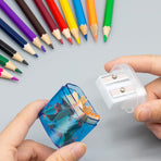 24 Pack Kids Pencil Sharpeners Small Handheld Dual Hole with Lid for Children Students