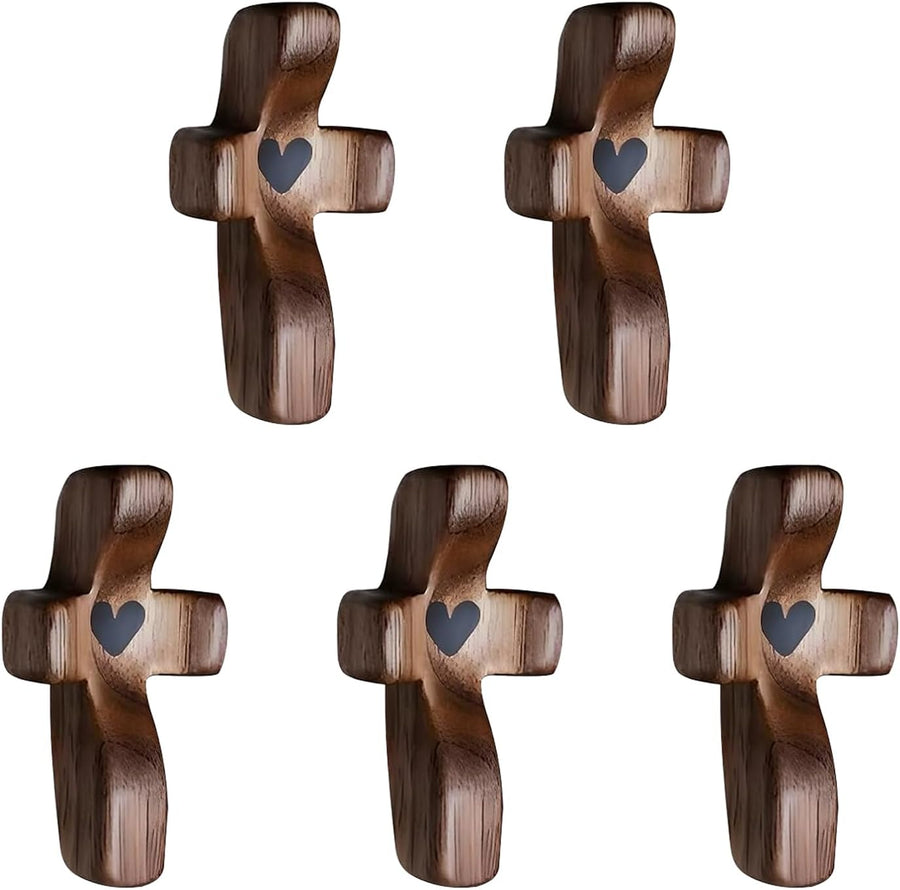 Black Cross Ornaments Set of 5 Wooden Cross Crafts Perfect Gift Idea