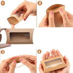 40 Pack Brown Kraft Paper Pillow Boxes with Clear Window for Cookies Candy Chocolate Jewelry Weddings Party Favors Gift Packaging