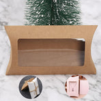 40 Pack Brown Kraft Paper Pillow Boxes with Clear Window for Cookies Candy Chocolate Jewelry Weddings Party Favors Gift Packaging