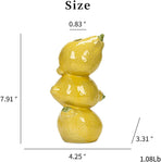Yellow Ceramic Vase with Lemon Design Mediterranean Style for Home and Kitchen Decor