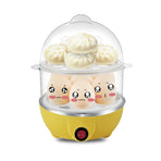 Electric Egg Cooker 14 Egg Capacity Double Layer with Timer Automatic Shut-Off 350W Multifunctional for Steaming Eggs Heating Milk Food Yellow