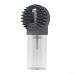 2-in-1 Silicone Pet Bath Brush with Shampoo Dispenser - Grey - Massage Grooming Tool for Dogs and Cats - Perfect for Bath Time Care