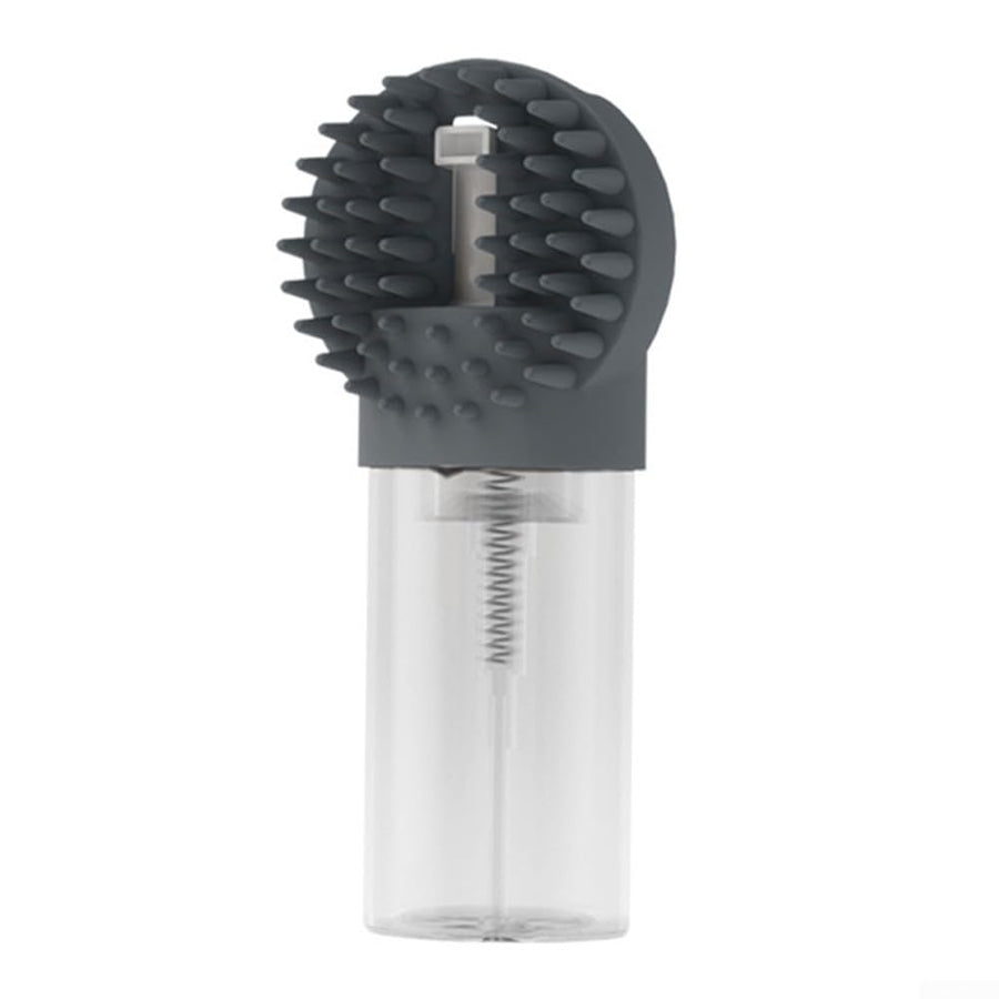 2-in-1 Silicone Pet Bath Brush with Shampoo Dispenser - Grey - Massage Grooming Tool for Dogs and Cats - Perfect for Bath Time Care