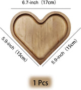 4-Piece Heart-Shaped Wooden Bowl Set Snack Fruit Dried Food Nut Candy Storage Decorative Display Bowls - Front View