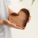 4-Piece Heart-Shaped Wooden Bowl Set Snack Fruit Dried Food Nut Candy Storage Decorative Display Bowls - Side View