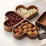 4-Piece Heart-Shaped Wooden Bowl Set Snack Fruit Dried Food Nut Candy Storage Decorative Display Bowls - 45-Degree Angle