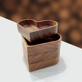 4-Piece Heart-Shaped Wooden Bowl Set Snack Fruit Dried Food Nut Candy Storage Decorative Display Bowls - Close-Up Angle