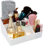 White Cosmetic Organizer with 6 Compartments for Skincare and Jewelry Storage
