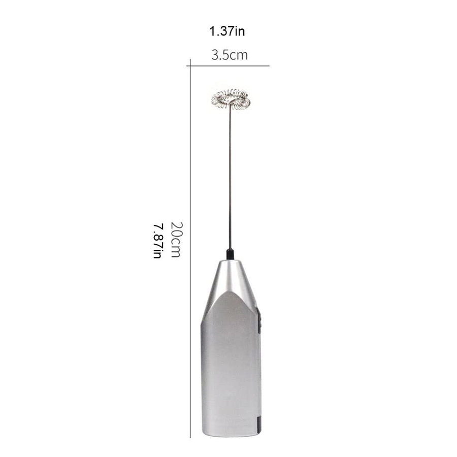 Electric Milk Frother Silver Handheld Mini Coffee Blender No Battery Required