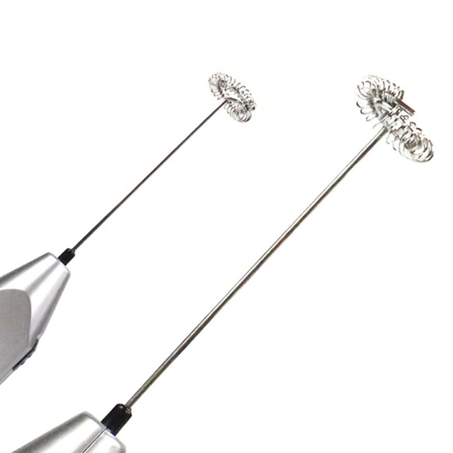 Electric Milk Frother Silver Handheld Mini Coffee Blender No Battery Required