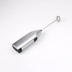 Electric Milk Frother Silver Handheld Mini Coffee Blender No Battery Required