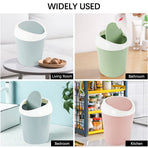 Small Trash Can with Swing Lid - Plastic Desktop Waste Bin for Office Kitchen Bathroom Student Accommodation