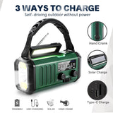Solar Powered Emergency Radio with AM/FM, Rechargeable Battery, Flashlight, Reading Light and Phone Charger for Indoor Outdoor Use - Top-Down View