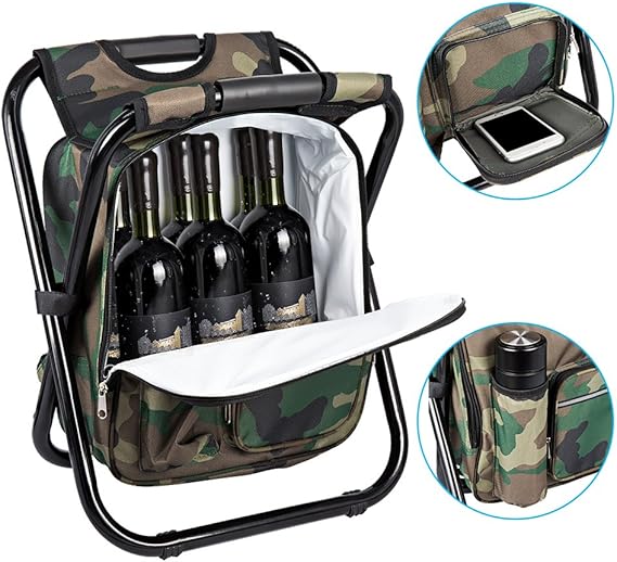 Camouflage Folding Camping Chair Portable Compact Adjustable Fishing Stool for Outdoor Use